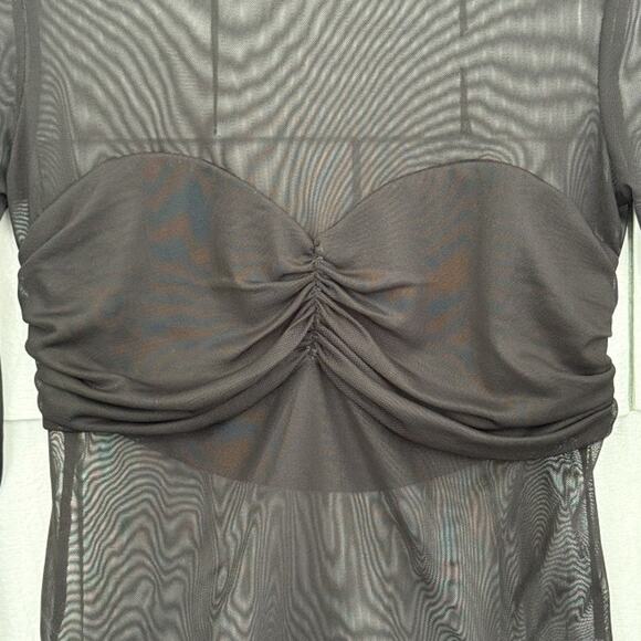 DNA Womens Large Mesh Ruched Bust Top Witchy Whimsigoth Gothic Dark Romantic Y2k - Picture 2 of 5